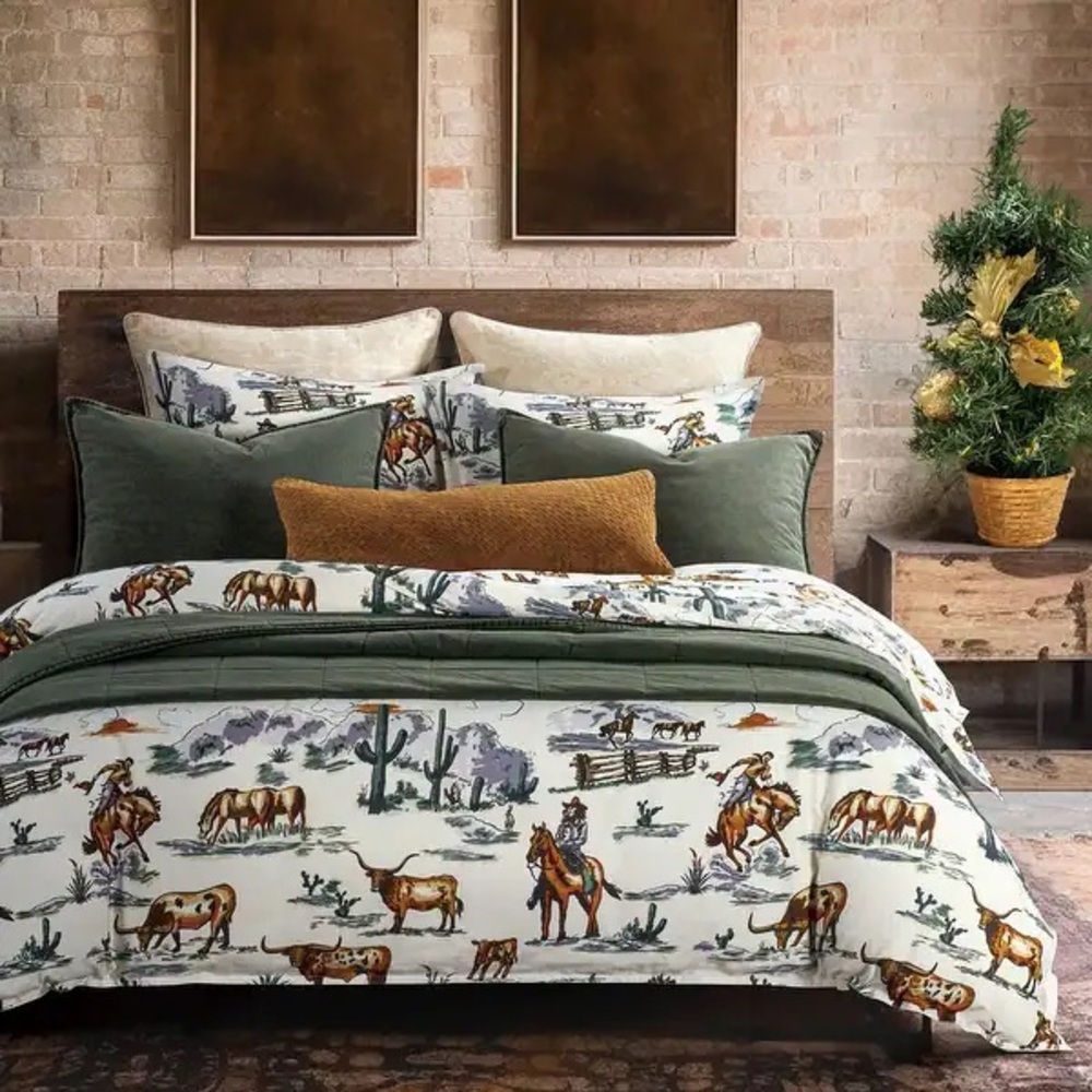 Paseo Road Ranch Life Western Cowboy Rustic Wester 3 Piece Comforter Set Queen